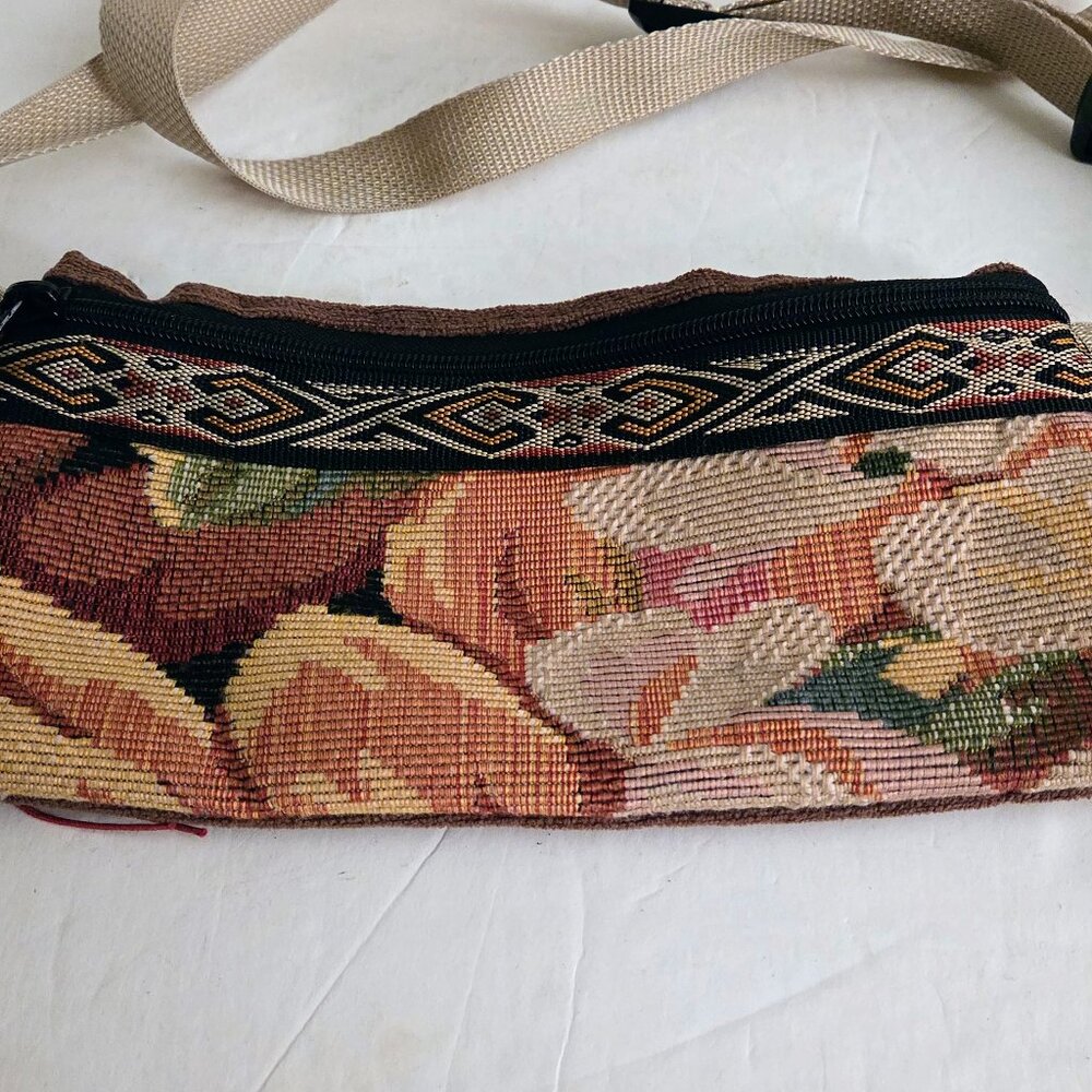 Fabric Multicolor Floral Crossbody Bag 12" x 5.75"